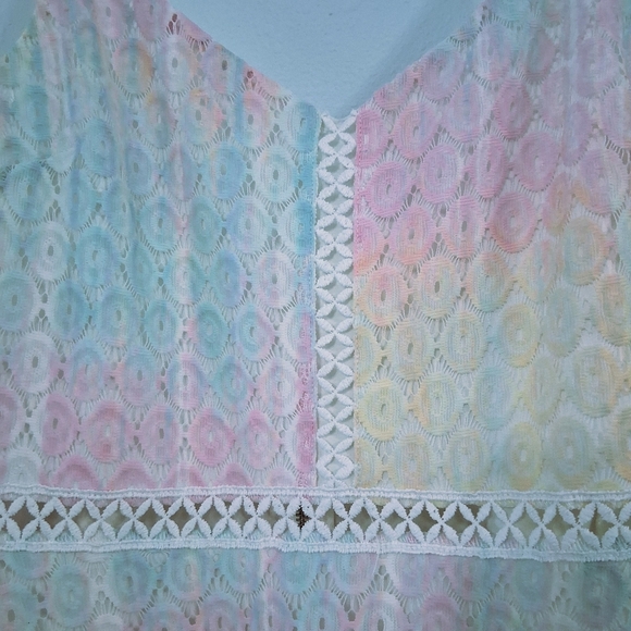 Pastel Fairy Dress Rainbow Lace Adjustable Straps Lined Zipper Back Pink Blue XL - Picture 12 of 13